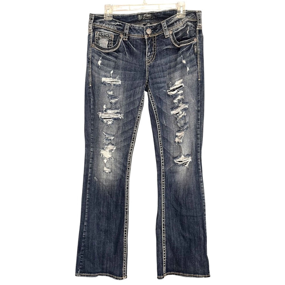 Silver Women's Aiko Mid Boot Denim Blue Jeans 30x33 Waist 33"